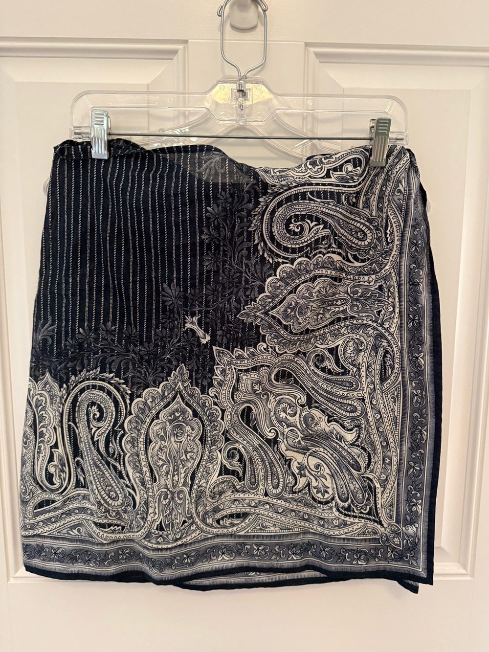 Vintage Emanuel Ungaro Black and White Paisley Wrap Skirt